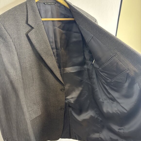 Jack Victor 100% Wool Blazer Men’s 44R Houndstooth Sport Coat Gray - Picture 5 of 8